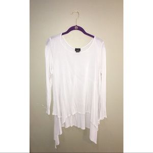 White longsleeve hi-low top